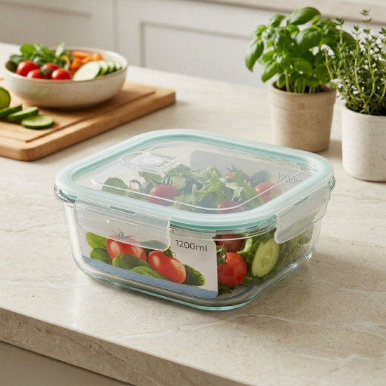Glass Square Tupperware 1200 ml